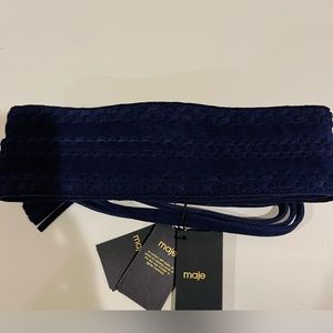 Maje Navy Leather Belt